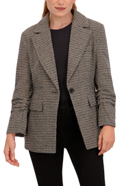 Ruched Sleeve Plaid Blazer