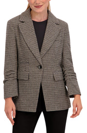 Ruched Sleeve Plaid Blazer
