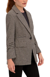 Ruched Sleeve Plaid Blazer