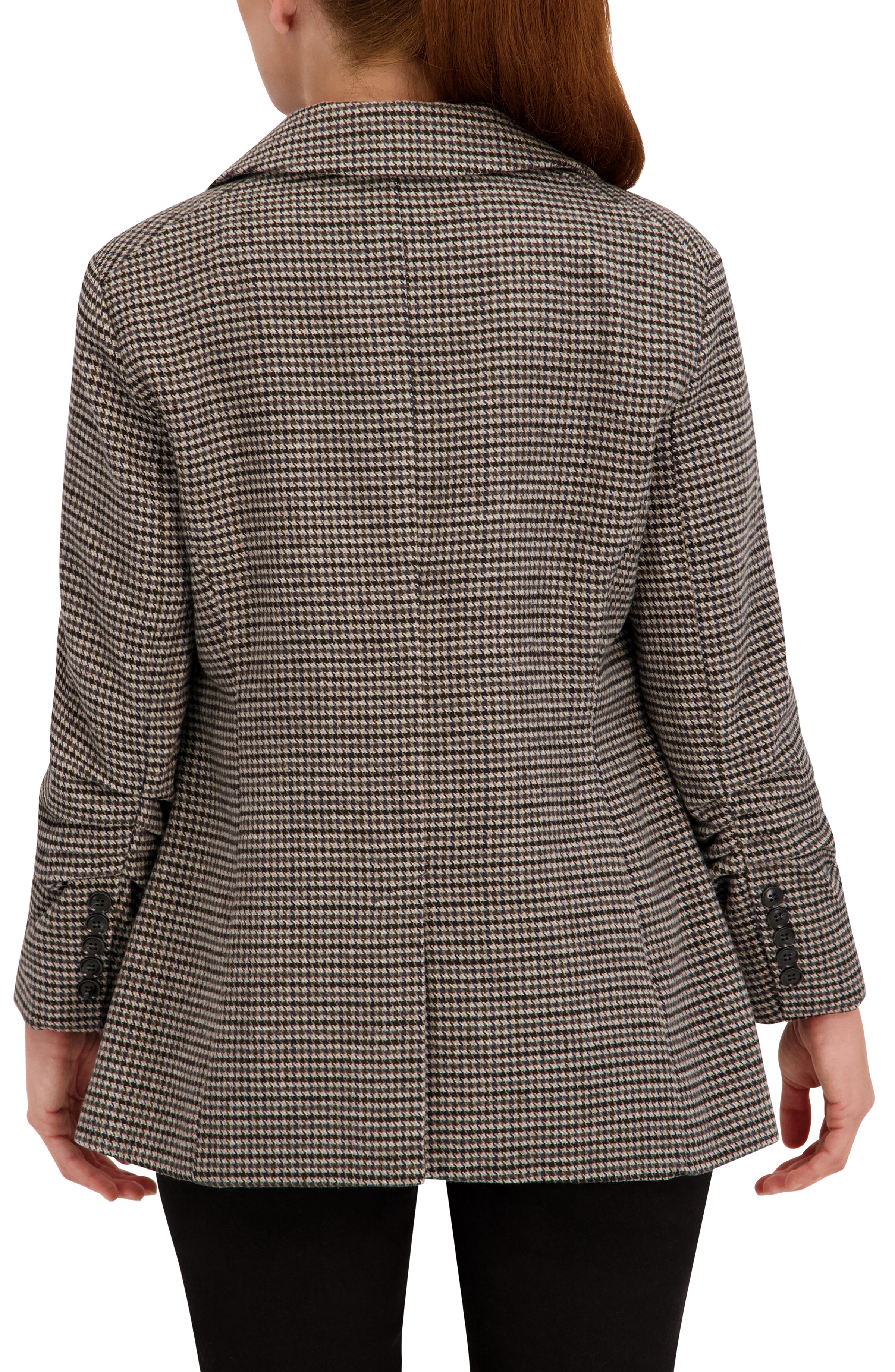 Ruched Sleeve Plaid Blazer