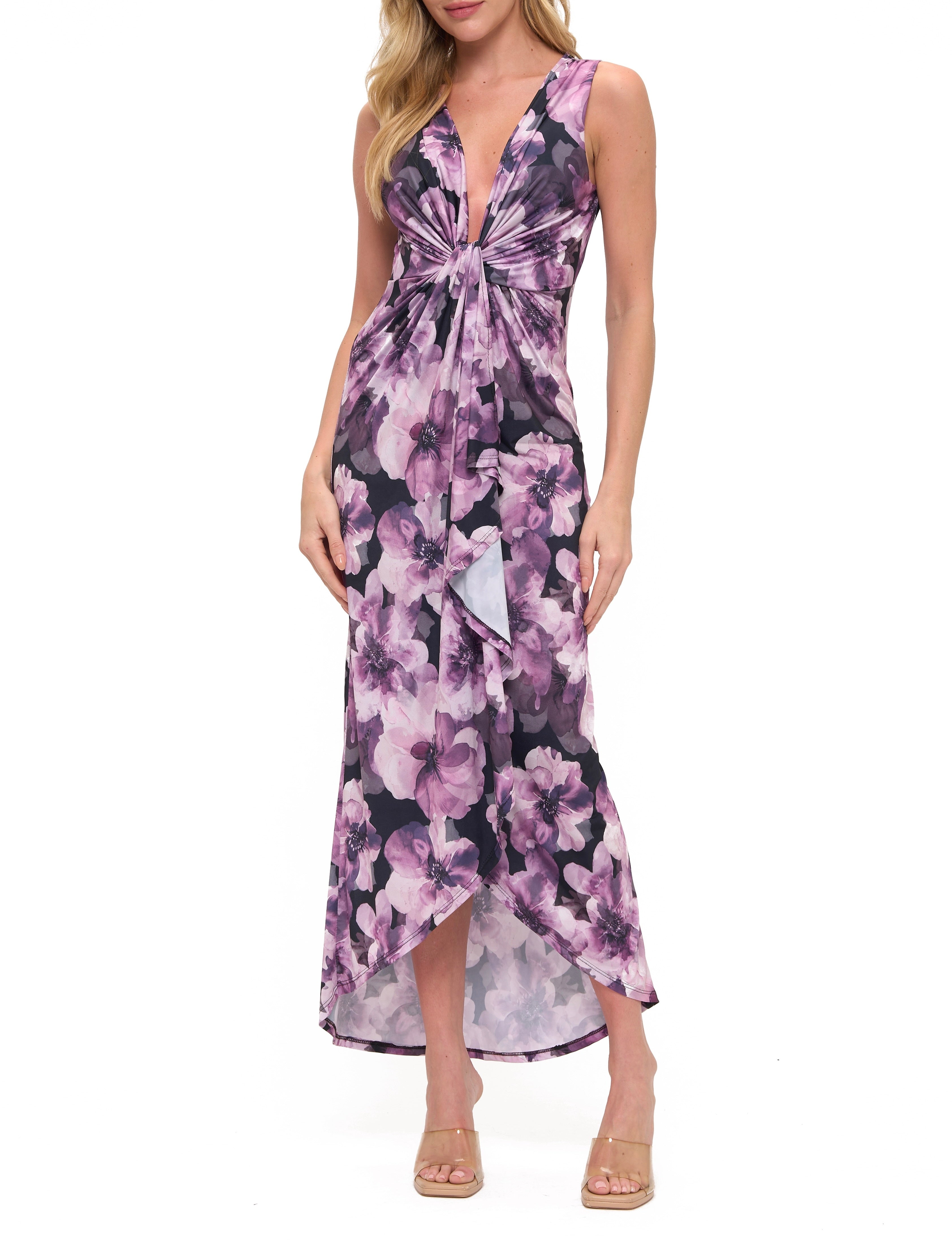 Printed Twist Front Dress