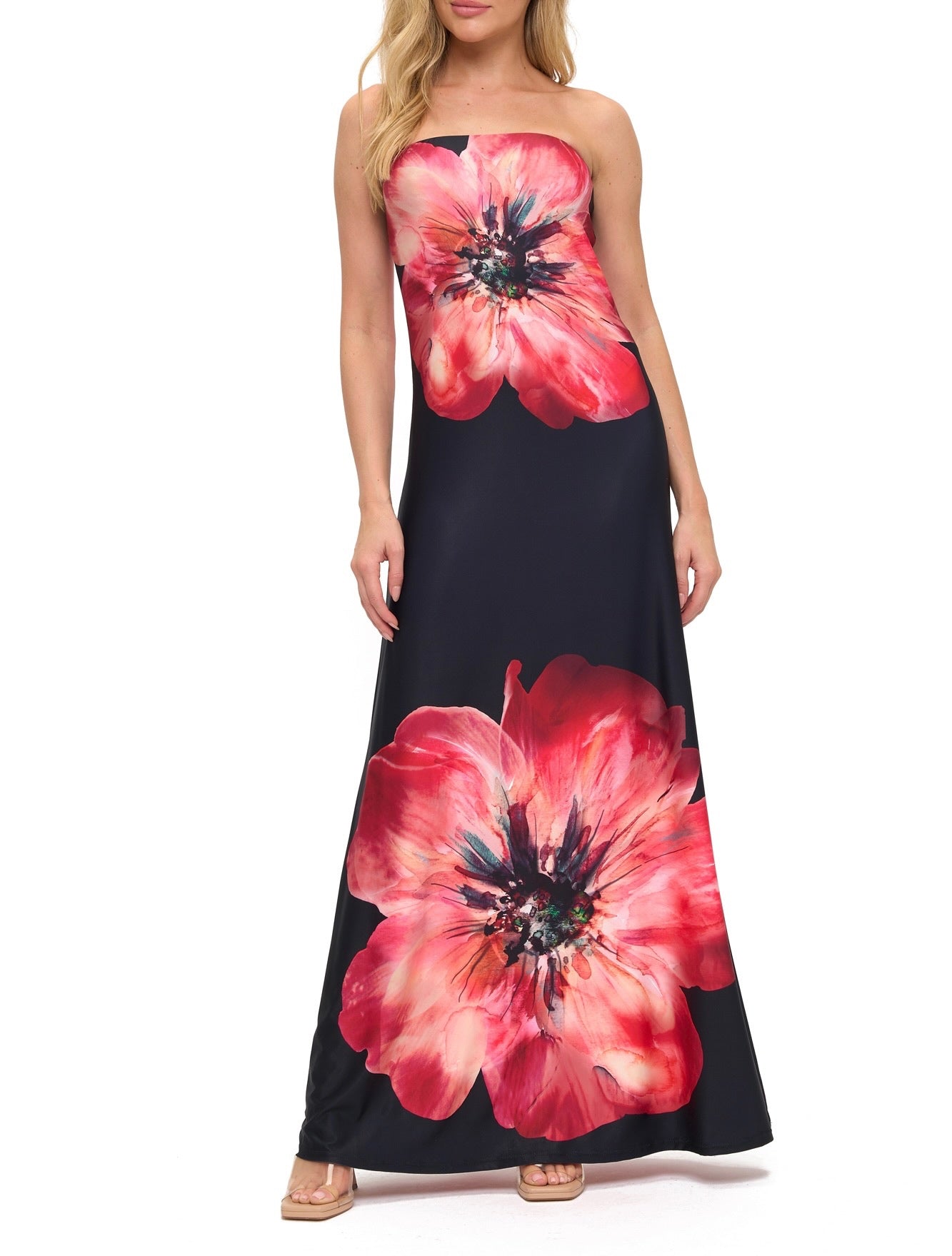 Printed Strapless Dress