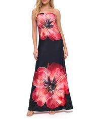 Printed Strapless Dress