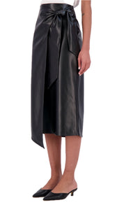 Super soft vegan leather side tie maxi skirt