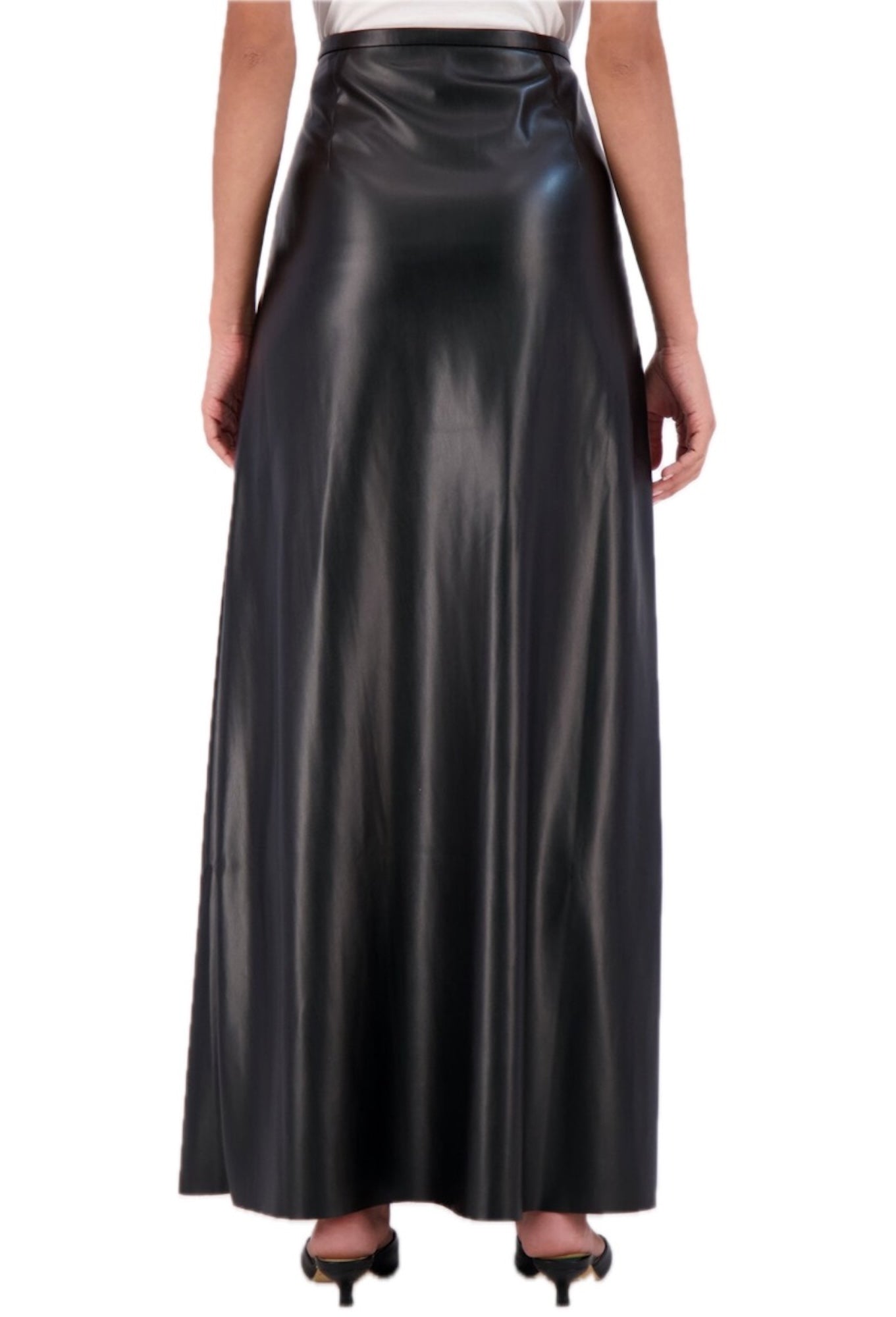 Super Soft Vegan Leather High Waisted Maxi Skirt with Front Vent