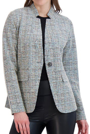 OL722034T - Inverted Collar Knit Tweed One Button Blazer - Ookie & Lala