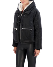 Cropped Utility Carbon Puffer Jacket