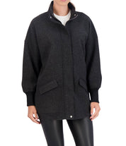 Unlined Vegan Cashmere Zip Jacket with Knit Cuffs