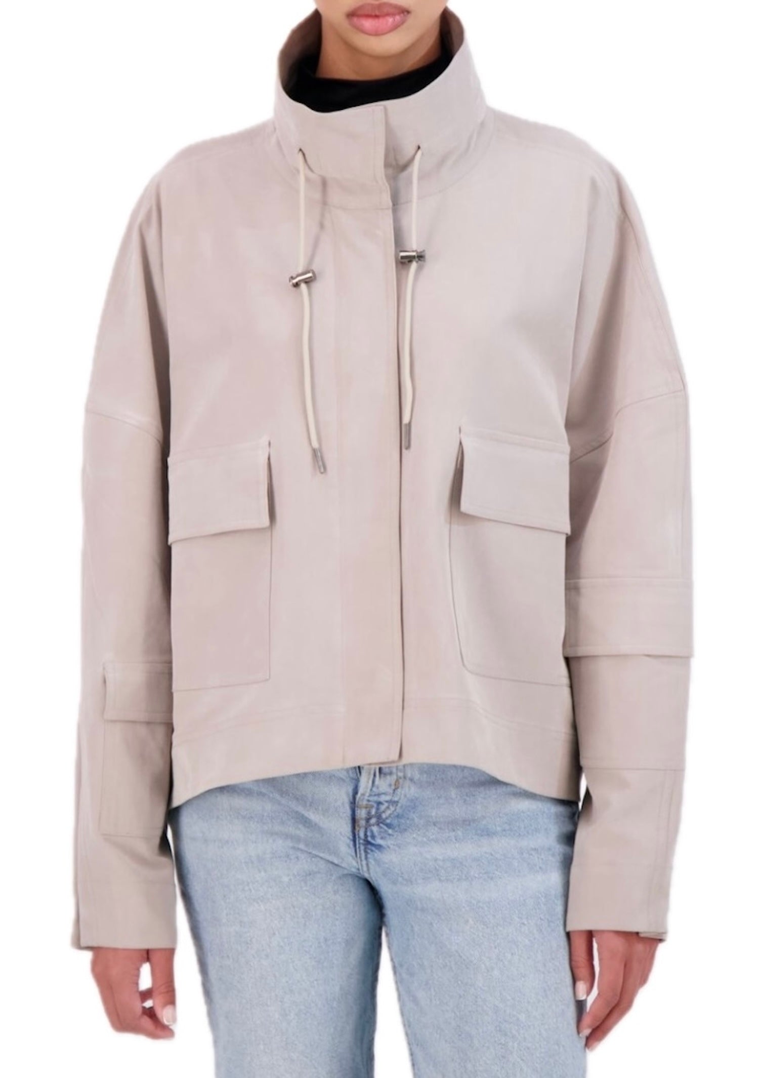 Modal blend drop shoulder bomber jacket