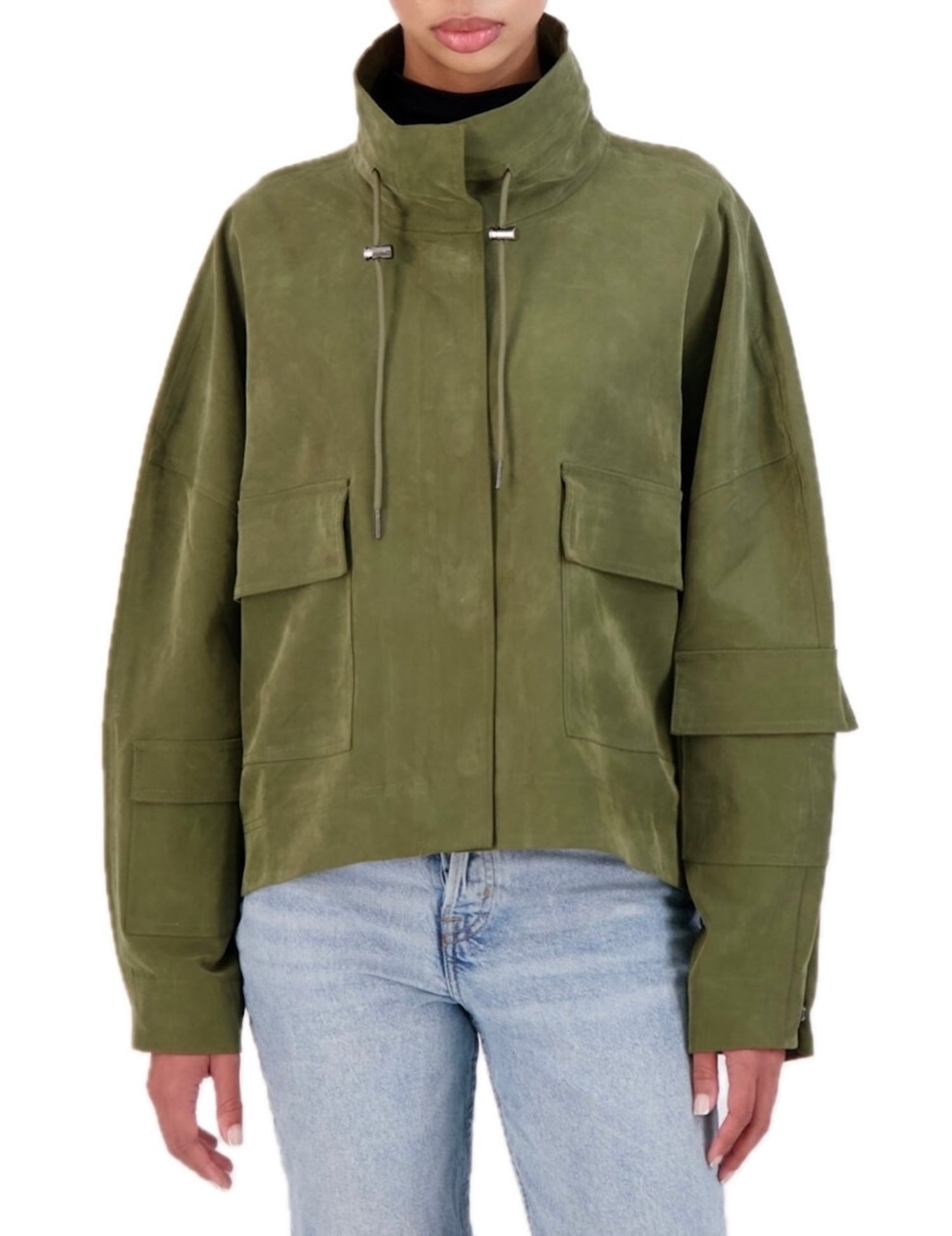 Modal blend drop shoulder bomber jacket