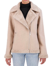 Vegan Cashmere faux shearling boyfriend moto