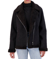 Vegan Cashmere faux shearling boyfriend moto