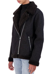 Vegan Cashmere faux shearling boyfriend moto