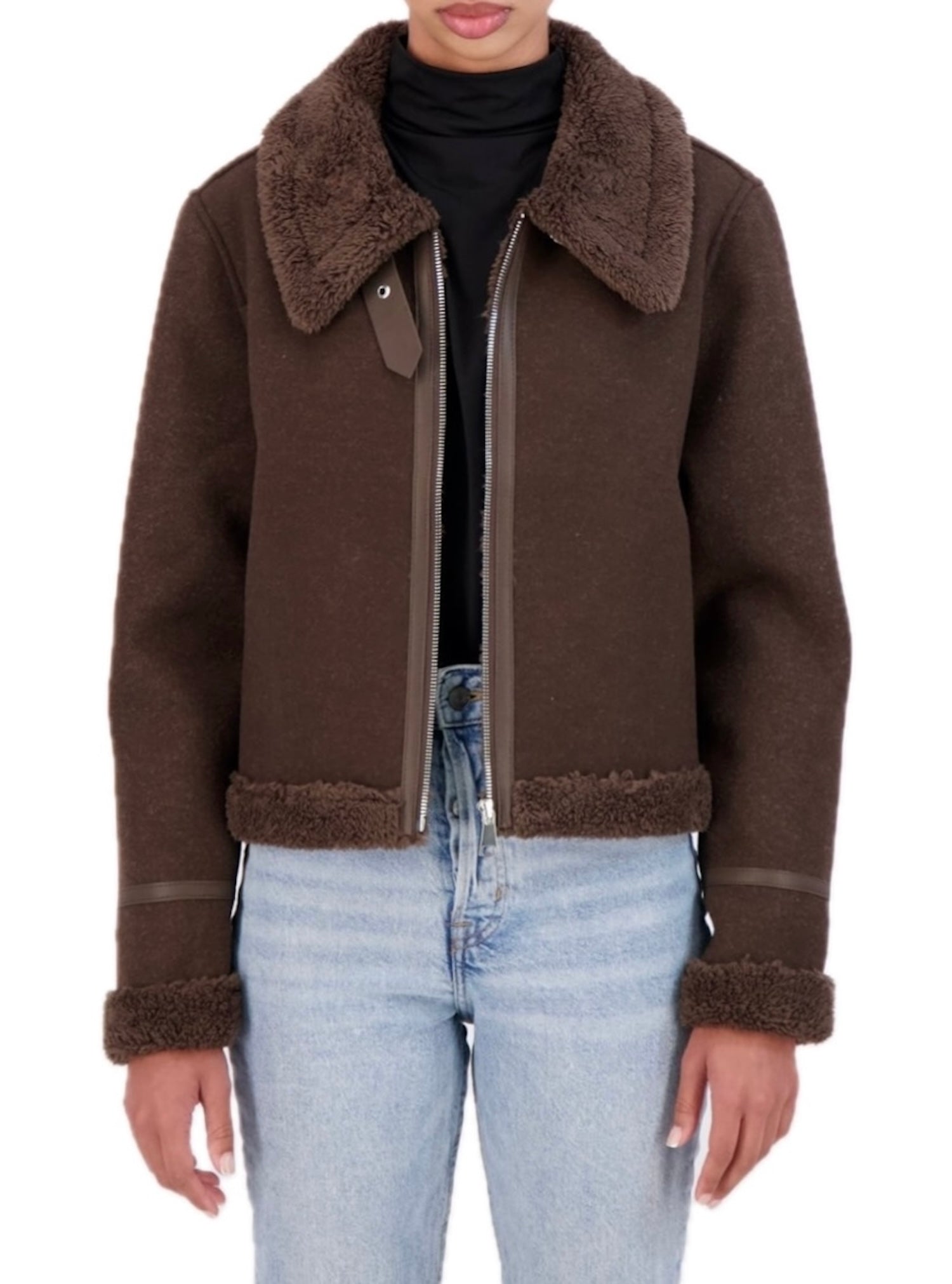 Cropped Vegan Cashmere faux shearling jacket