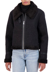 Cropped Vegan Cashmere faux shearling jacket