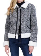 Sweater Bonded to Sherpa - CF Zip Moto with Detach Hood