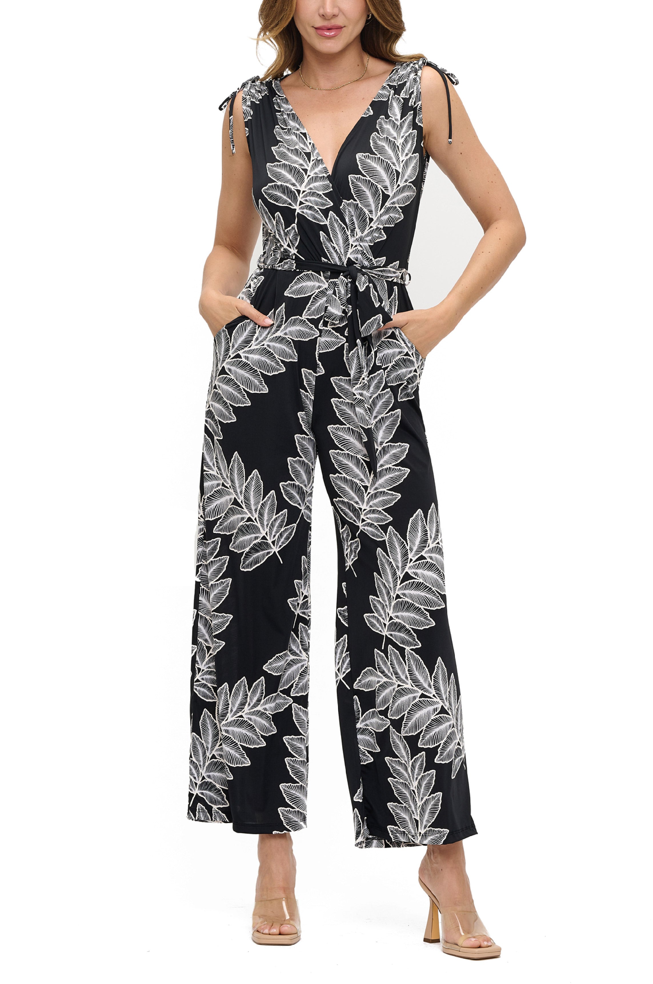 Wide Leg Tie Waist Jumpsuit