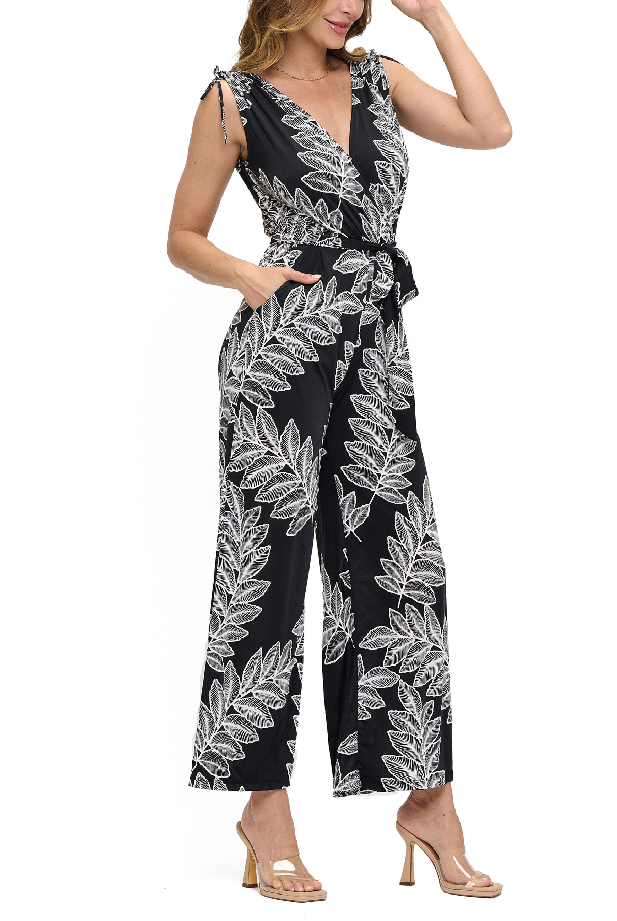 Wide Leg Tie Waist Jumpsuit