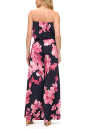 Printed Tube Top, Belted Wide Leg Jumpsuit