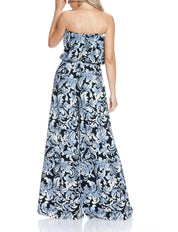 Printed Strapless Wide Leg Jumpsuit