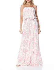 Printed Strapless Wide Leg Jumpsuit