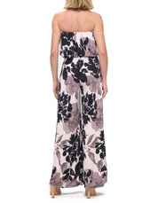 Printed Strapless Wide Leg Jumpsuit