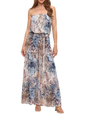 Printed Strapless Wide Leg Jumpsuit