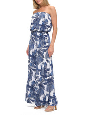 Printed Strapless Wide Leg Jumpsuit