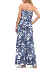 Printed Strapless Wide Leg Jumpsuit