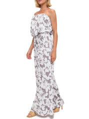 Printed Strapless Wide Leg Jumpsuit