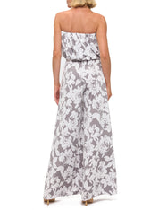 Printed Strapless Wide Leg Jumpsuit
