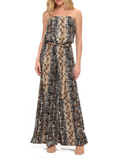 Printed Strapless Wide Leg Jumpsuit