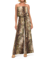 Printed Strapless Wide Leg Jumpsuit