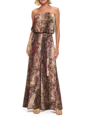 Printed Strapless Wide Leg Jumpsuit