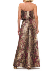 Printed Strapless Wide Leg Jumpsuit