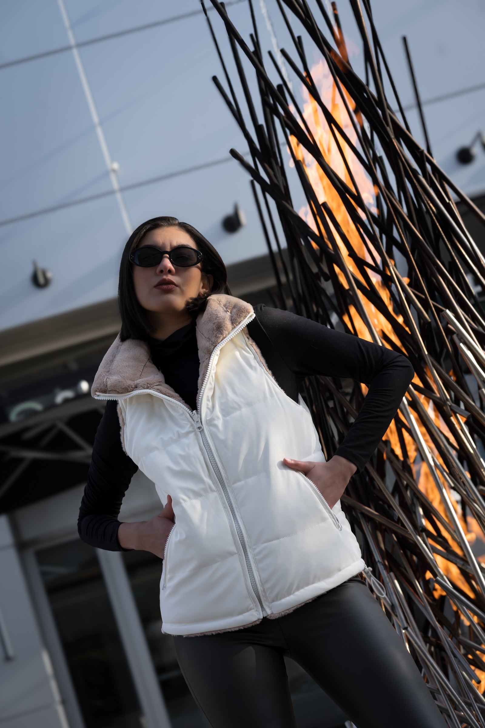 Carbon Puffer Vest Reversible to Grooved Faux Fur – Ookie & Lala
