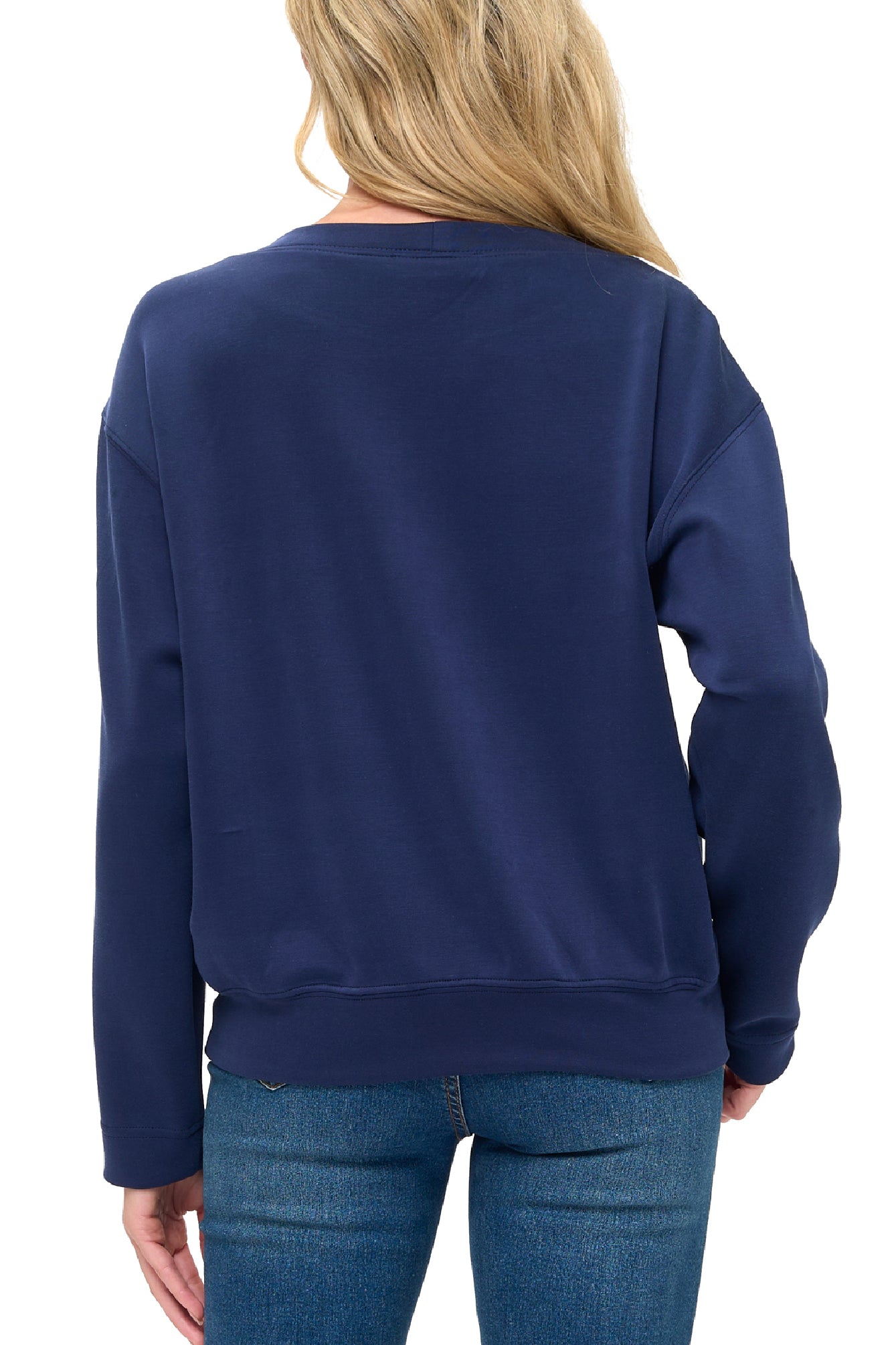 Modal Scuba Knit Crew Neck w/Stripe Sleeve