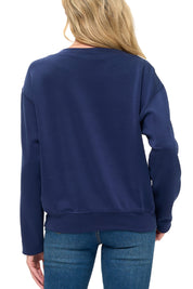 Modal Scuba Knit Crew Neck w/Stripe Sleeve