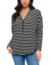 Half Zip Drop Shoulder Top