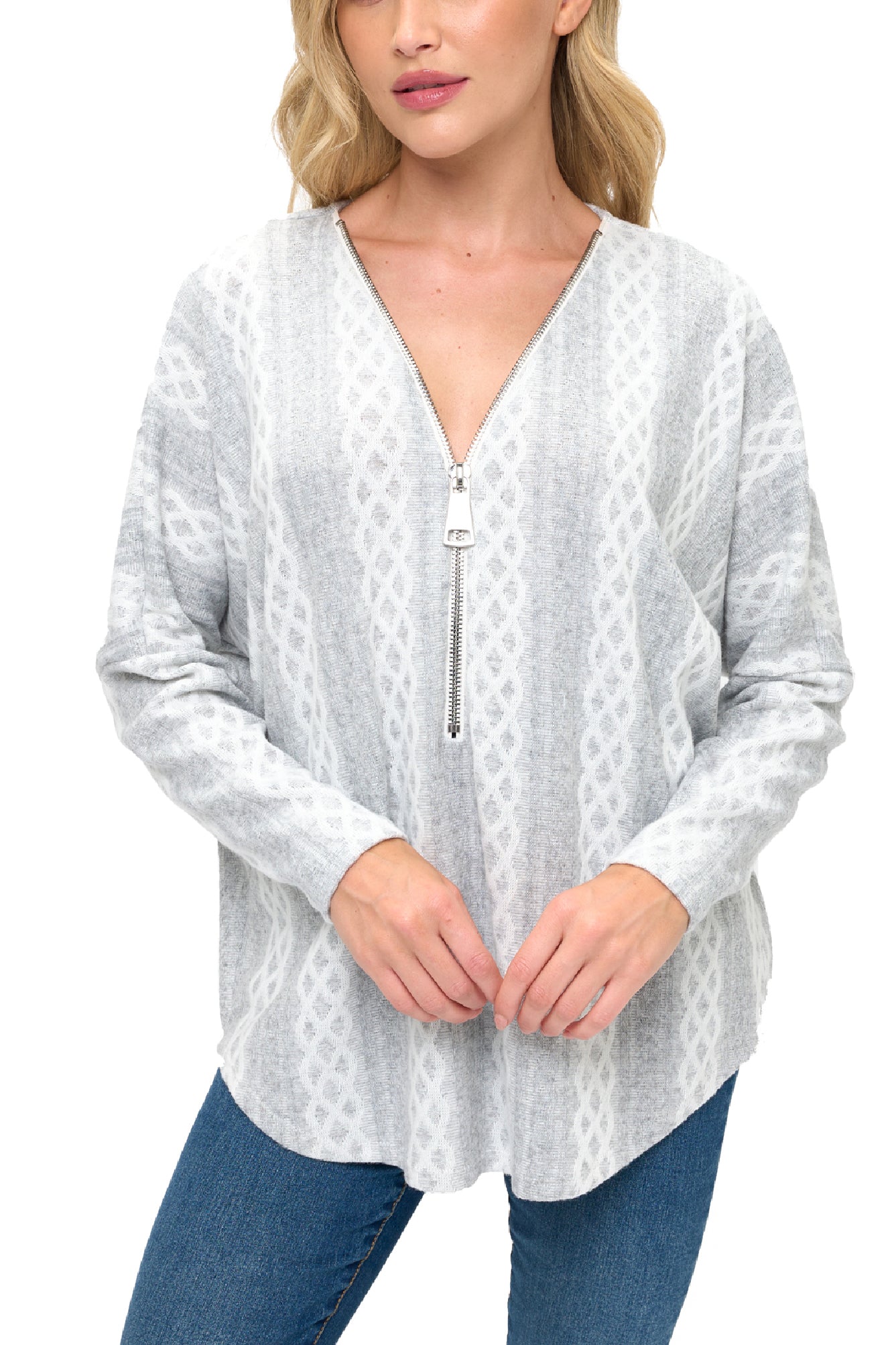 Half Zip Drop Shoulder Top
