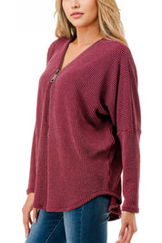 Half Zip Drop Shoulder Top