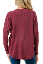 Half Zip Drop Shoulder Top