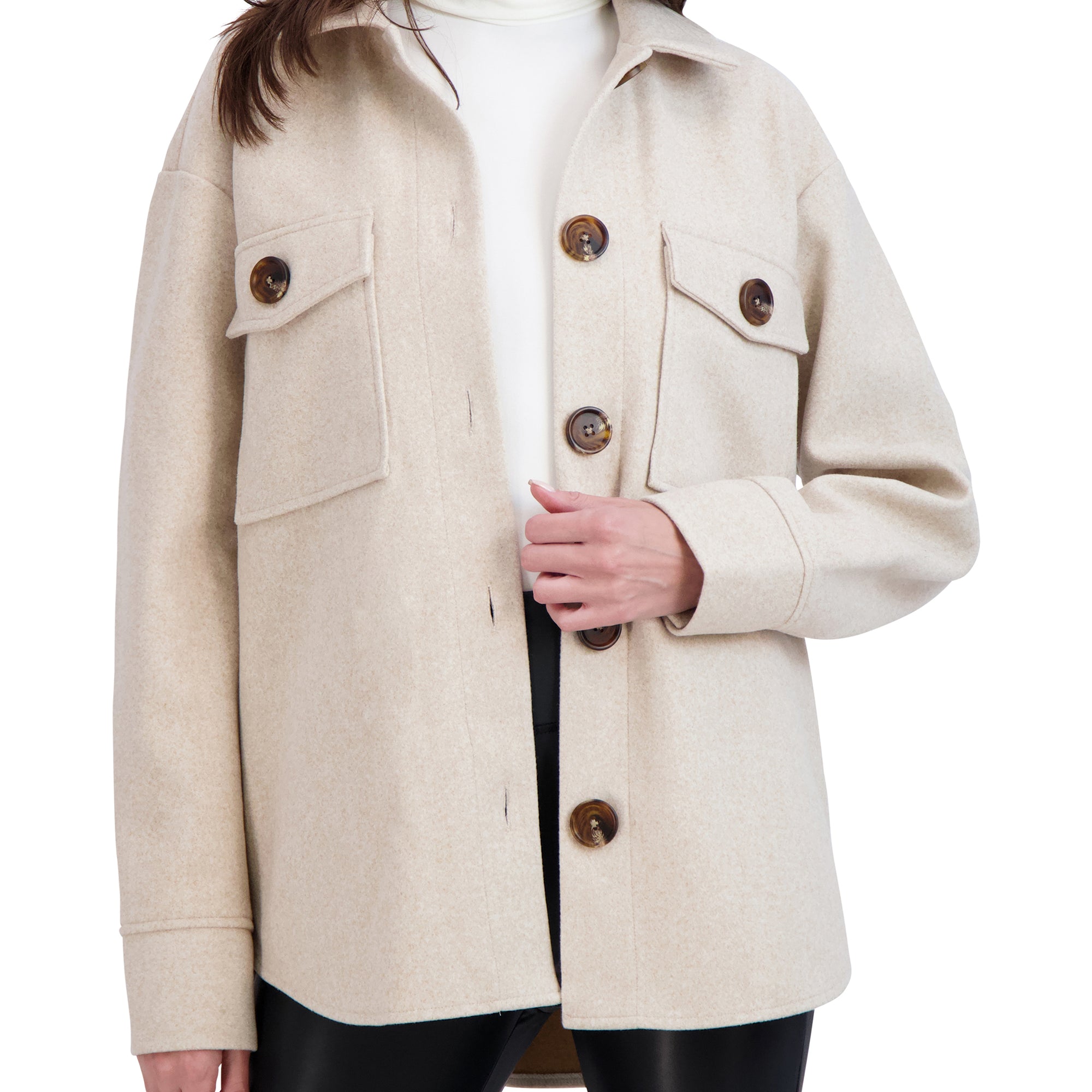 OL622035 Heathered Vegan Wool Shacket - Ookie & Lala